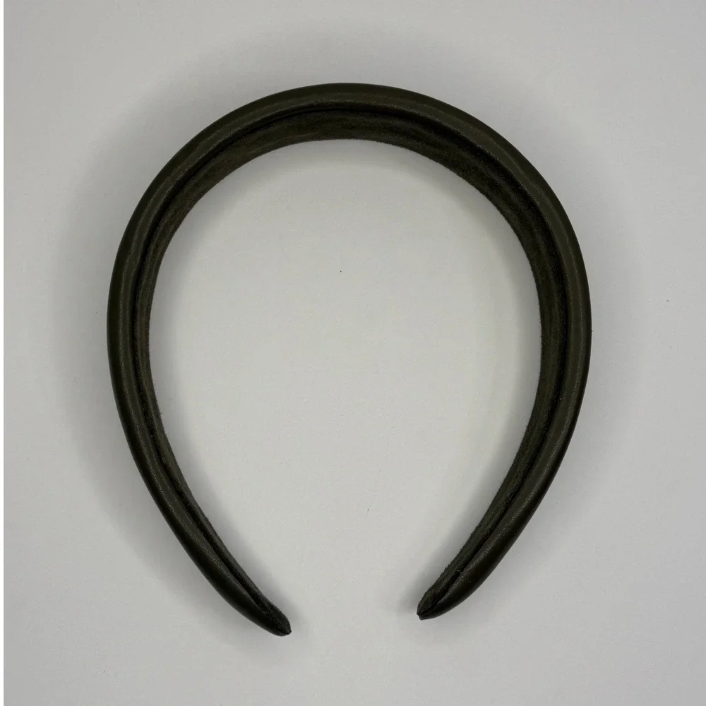 Olive‎ Green Padded Faux Leather Headband Wide Matte Hair Accessory Minimalist